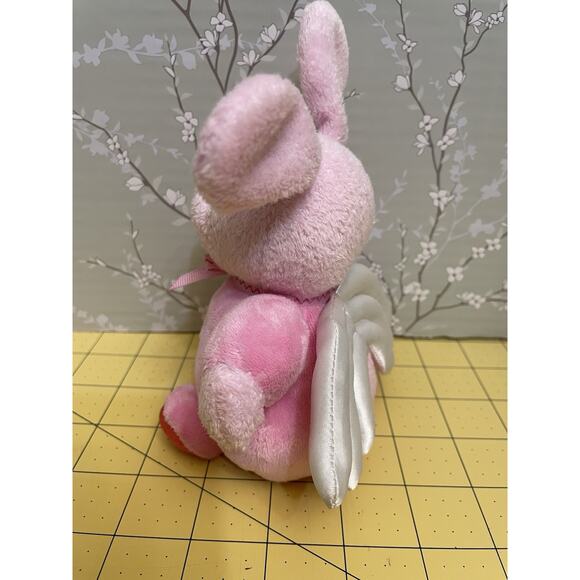 Carter's Child of Mine Pink Little Angel Rabbit with Wings Rattle Lovey Plush - Picture 2 of 7